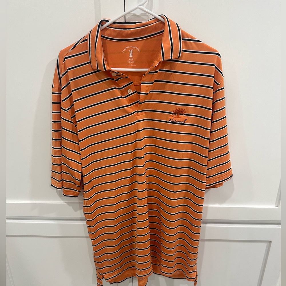 Orange Striped Fairway & Greene Golf Polo